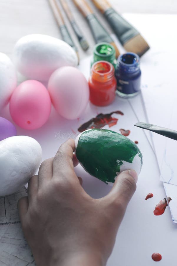 Painting on a White Color Egg Stock Photo Image of paint, creative