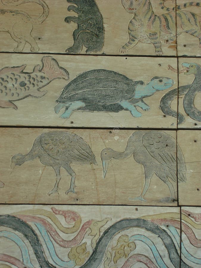 Animal Painting on Wood Old Style Stock Photo Image of wood, style