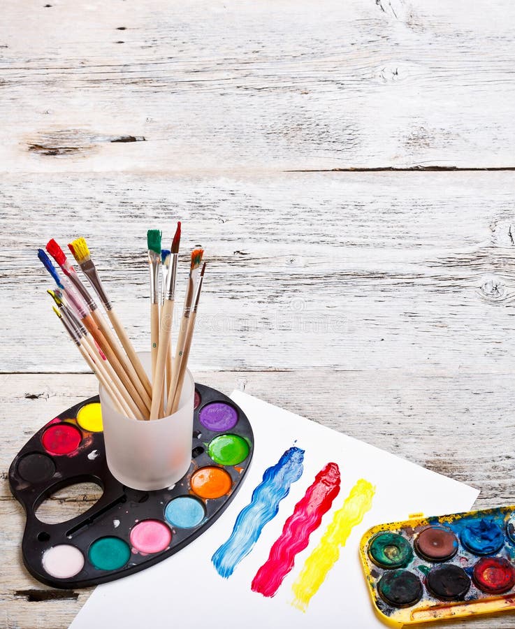 Paints and brushes stock photo. Image of paintbrush, decor 27339354