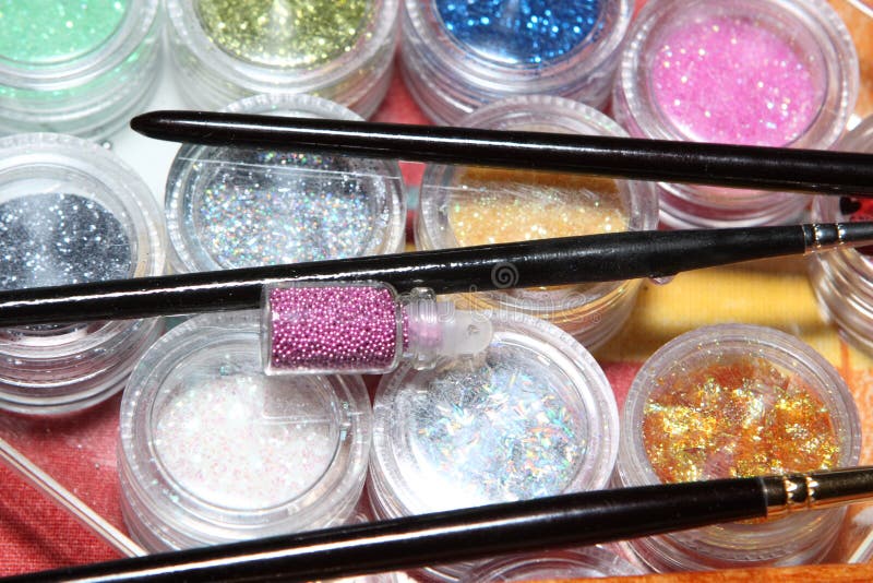 Paints, brushes stock photos