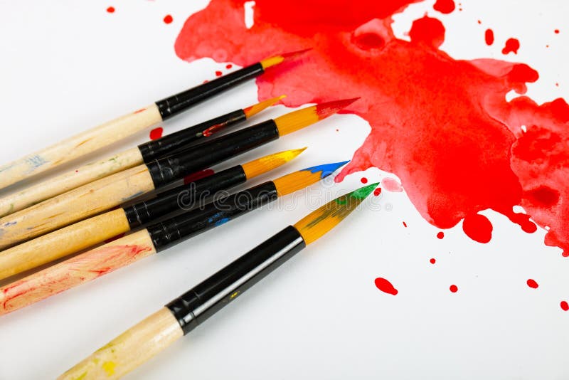 Paints and brushes royalty free stock photos