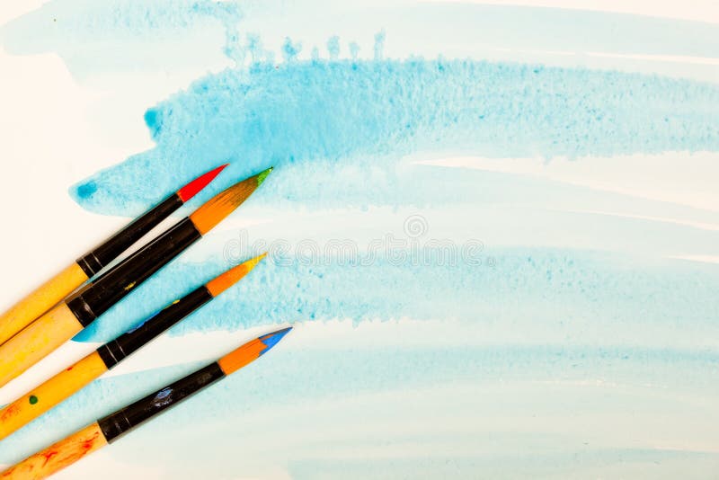 Paints and brushes royalty free stock photos