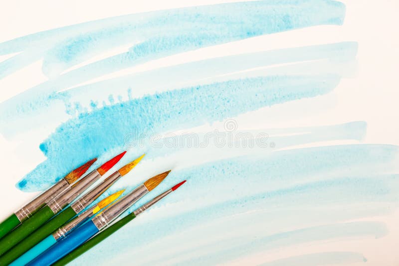 Paints and brushes royalty free stock image