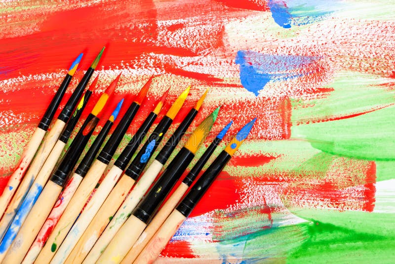 Paints and brushes royalty free stock photos