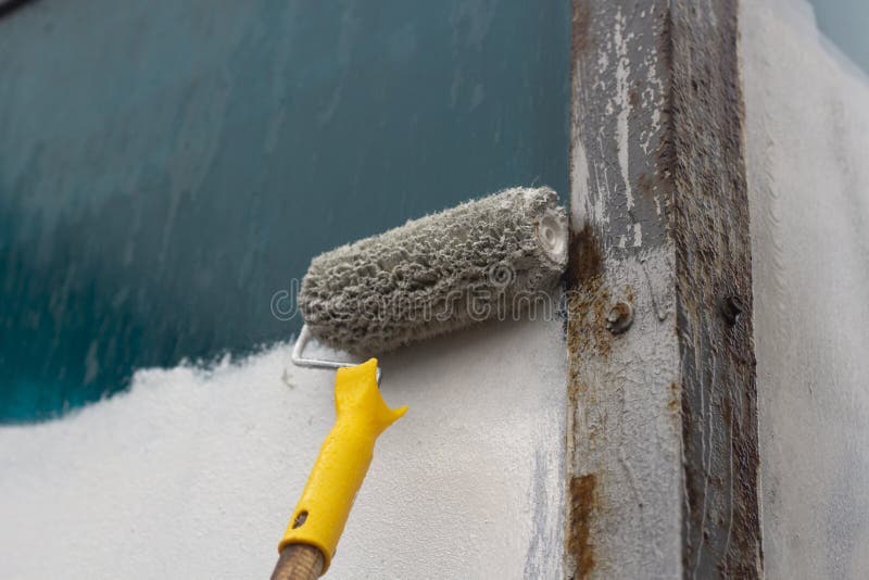 Paints the Graffiti with a Roller Stock Image Image of painter, brush