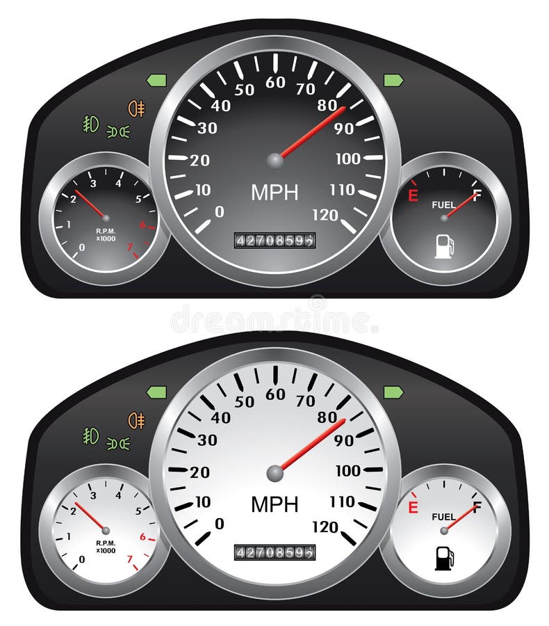 vector car dashboards with tachometer, speedometer and gasoline gauges. vector car dashboards with tachometer, speedometer and gasoline gauges
