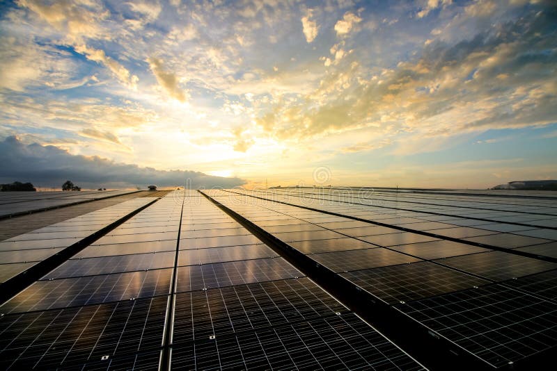 Solar panels on roof and sky background. Solar panels on roof and sky background