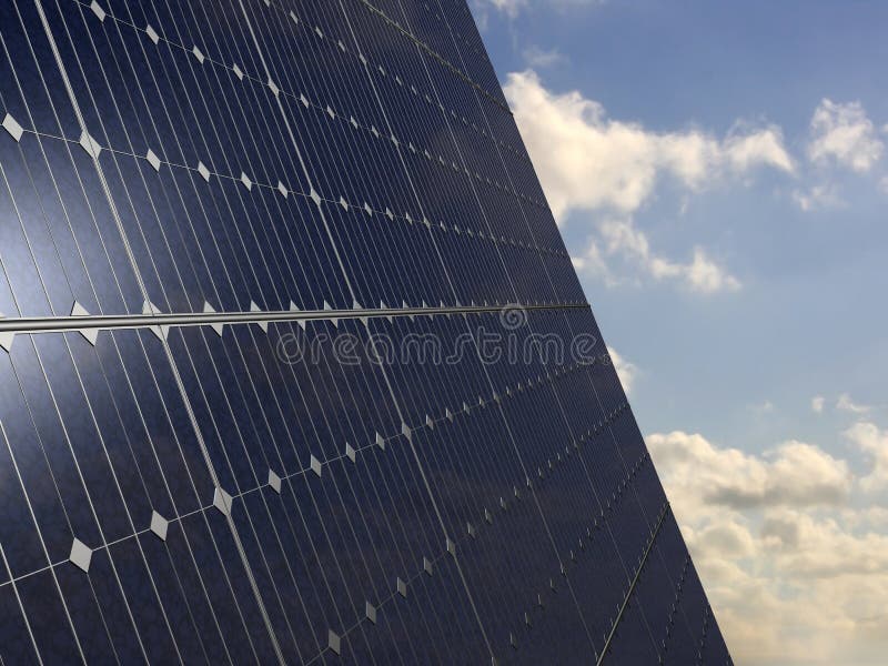 Painéis solares sob o céu ilustração do vetor