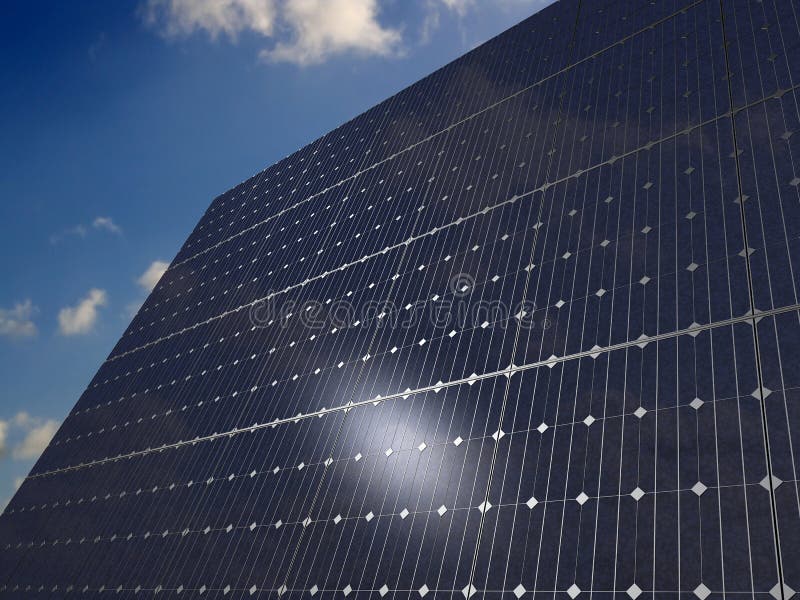 Painéis solares sob o céu ilustração royalty free