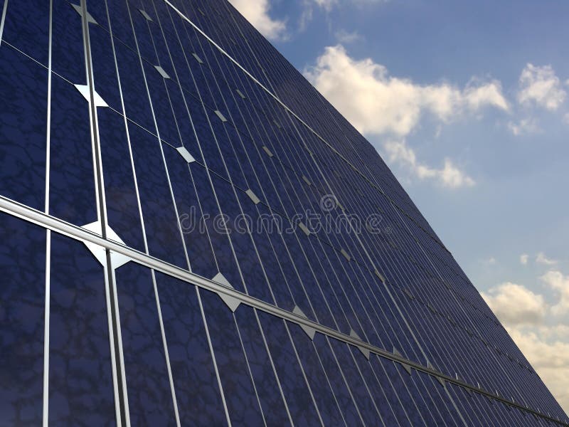 Painéis solares sob o céu ilustração stock