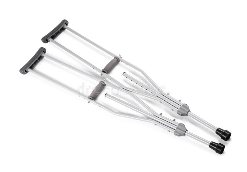 Pair of Axillary Crutches on White Stock Photo Image of grey