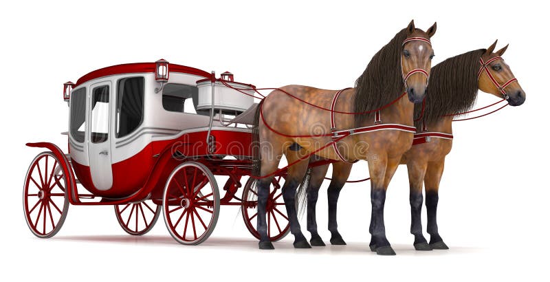 Pair of Bay Horses Pulled into a Carriage. Stock Illustration -  Illustration of horses, animals: 127603703