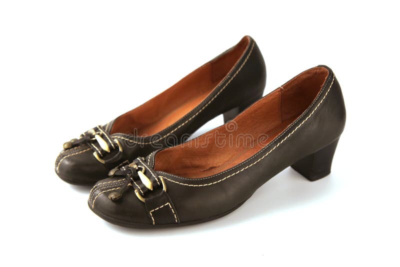 A pair of beautiful leather shoes in brown for women