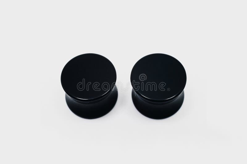 Pair of Black Ear Plugs Piercings, Ear Stretchers Stock Image Image of flat, fashion 103880781