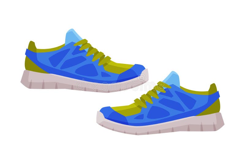 Pair of Blue Athletic Shoes, Fitness and Sports Equipment Vector ...