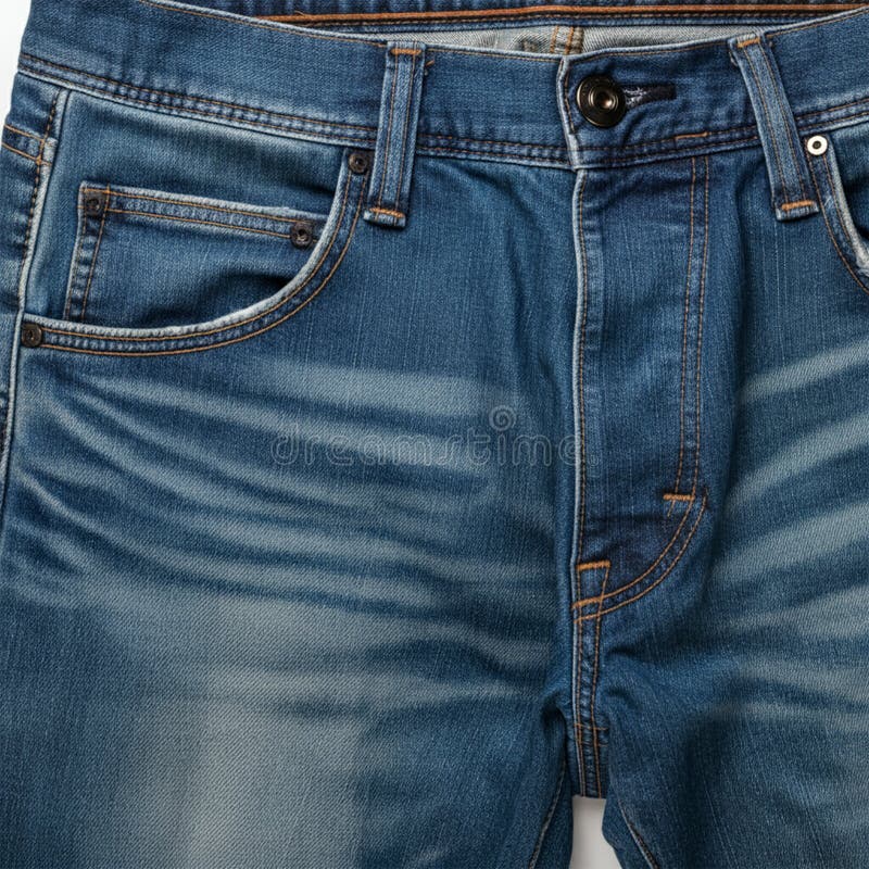 Close-up view of a pair of blue coloured jeans. The concept of casual wear. vector illustration