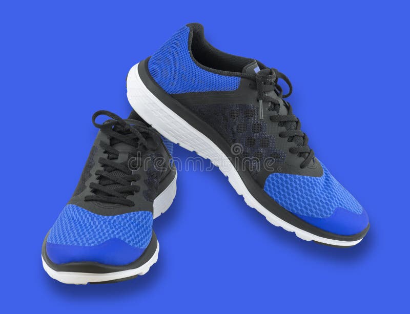 Pair Of Blue Sport Shoes On White Background. Stock Photo - Image of ...