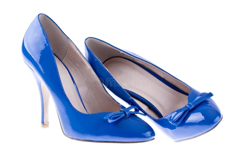 Pair blue women s shoes stock photo. Image of high, reflection 26225188