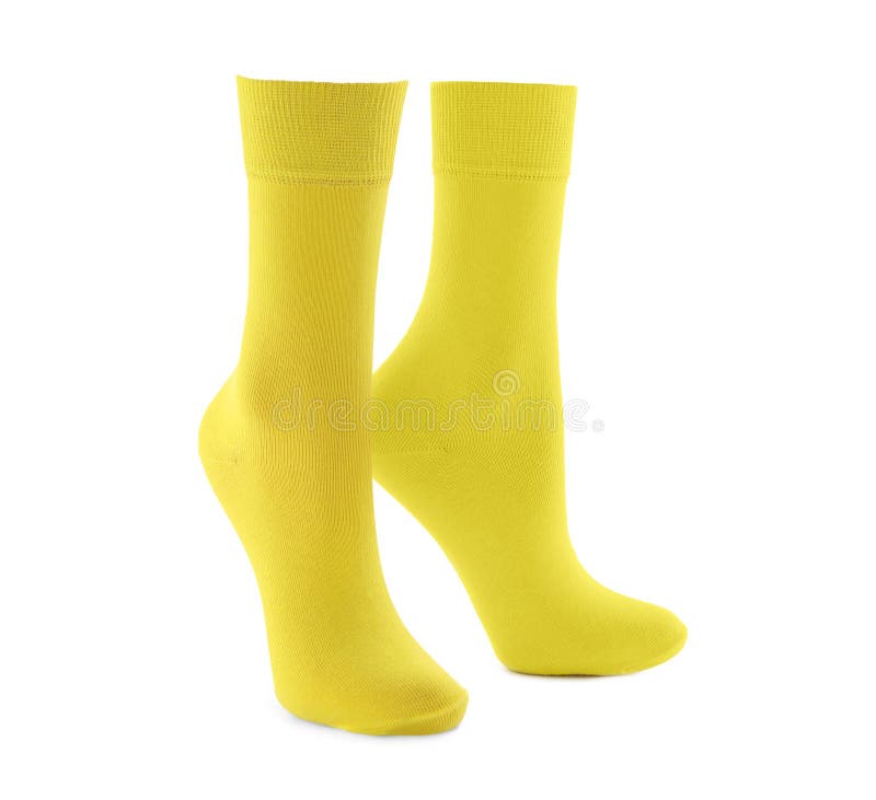 Pair of Bright Yellow Socks Isolated Stock Image - Image of hosier ...