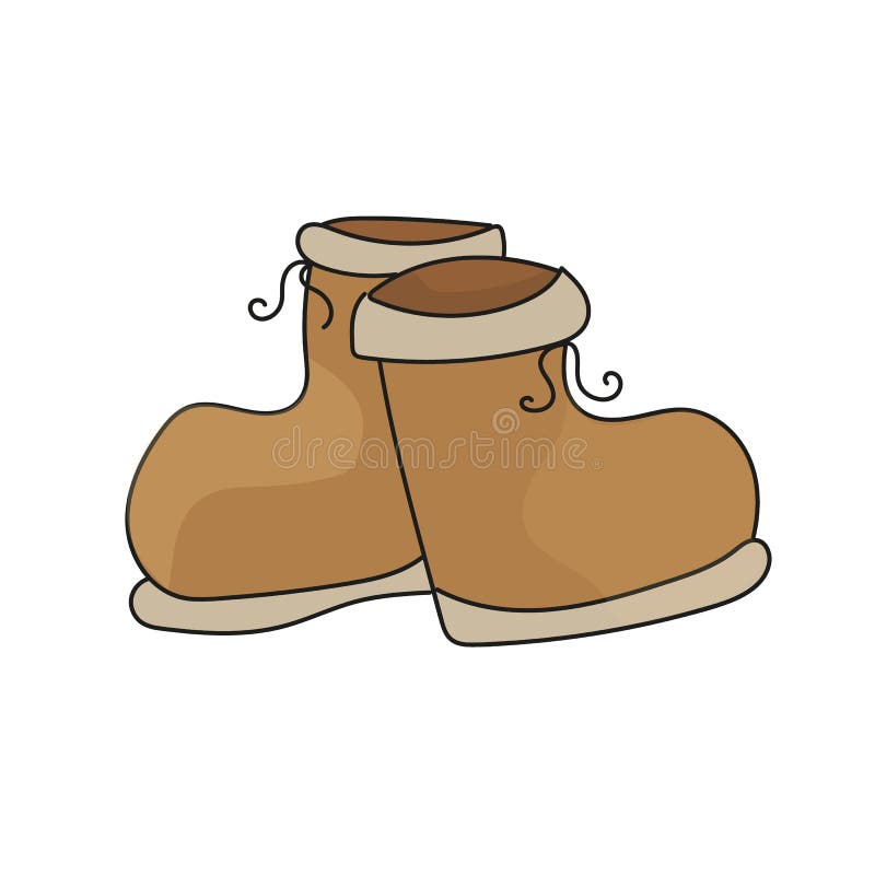 Pair of Brown Boots Cartoon Illustration Isolated on White Stock