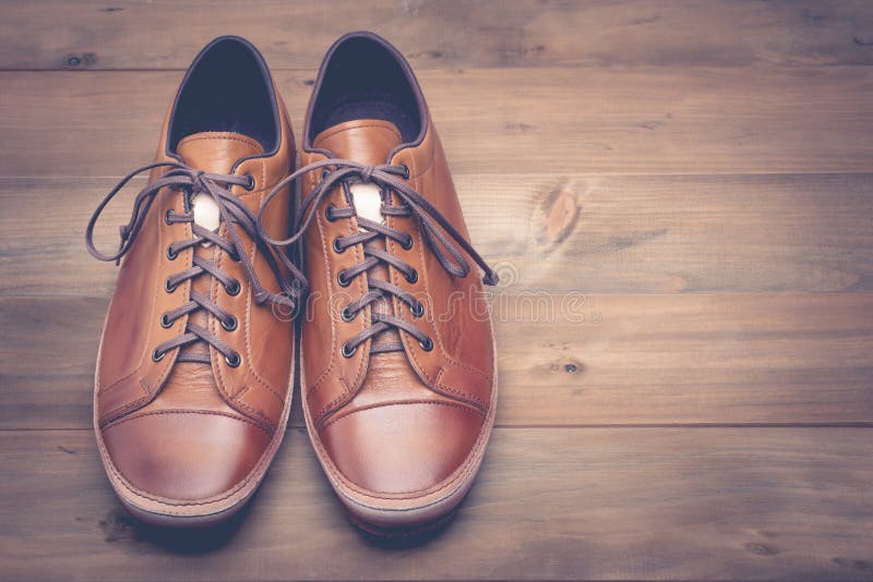 A Pair of Brown Leather Shoes with Vintage Stock Photo Image of vintage, clothing 84599250
