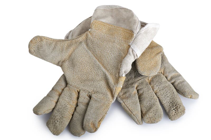 Dirty and Wellworn Leather Work Glove Stock Photo Image of white