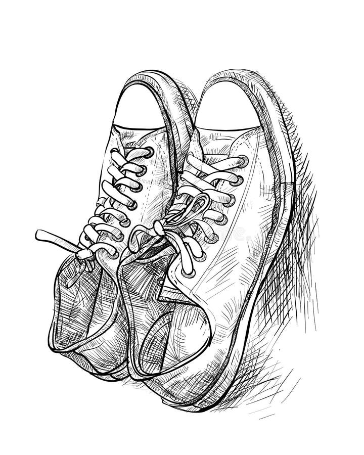 Pair Of Casual Shoes With Shade Stock Vector - Image: 43530473