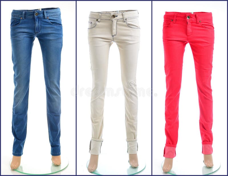 Pair of colored jeans stock image. Image of fashion, woven 26314209