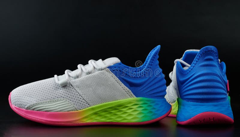 Pair of colorful running shoes royalty free stock photos