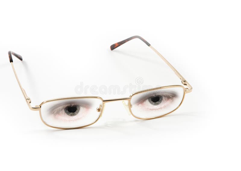 Pair of Eyeglasses with Eyes, White Background Stock Image Image of