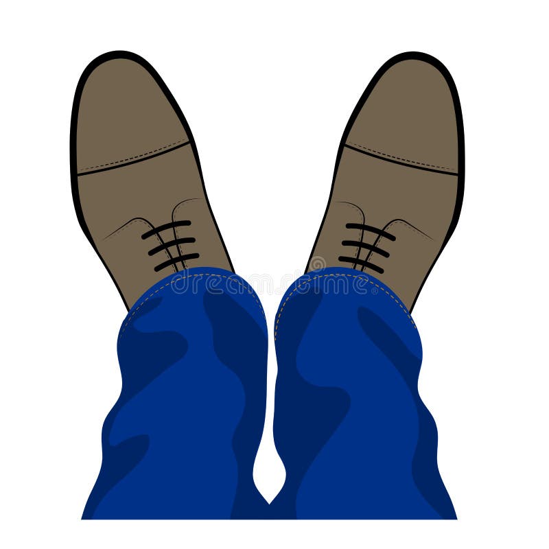 Pair of Feet and Shoes on a White Background Stock Vector