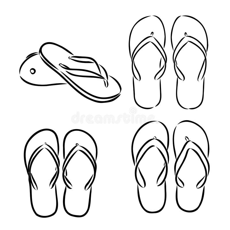 Flip Flops Slippers, Sandals Hand Drawn Sketch Vector Illustration Royalty  Free SVG, Cliparts, Vectors, and Stock Illustration. Image 182123634.