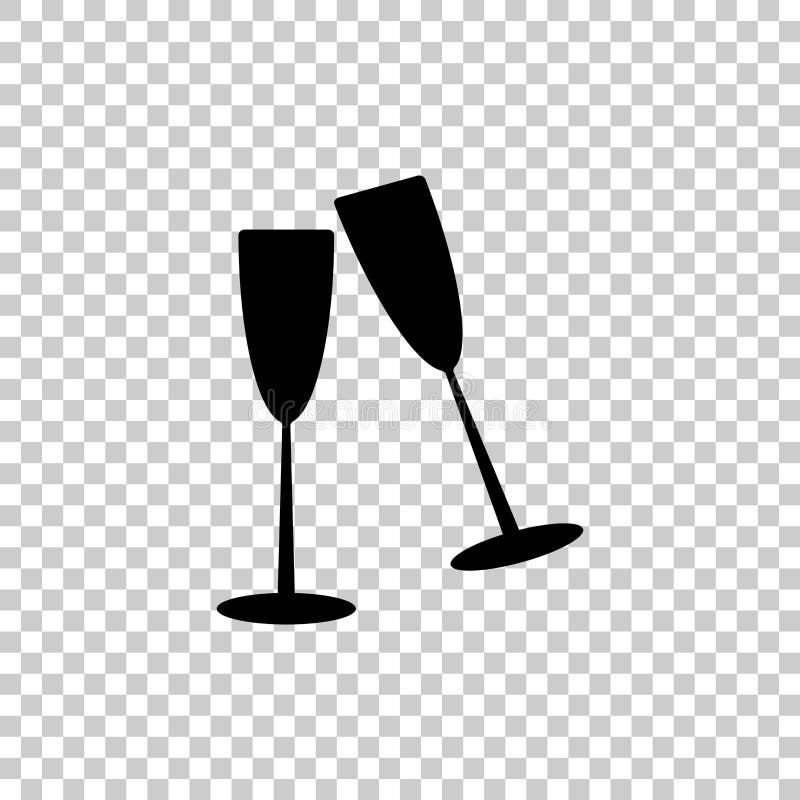 A pair of glass goblets. Champagne in a glass. Vector icon illu vector illustration