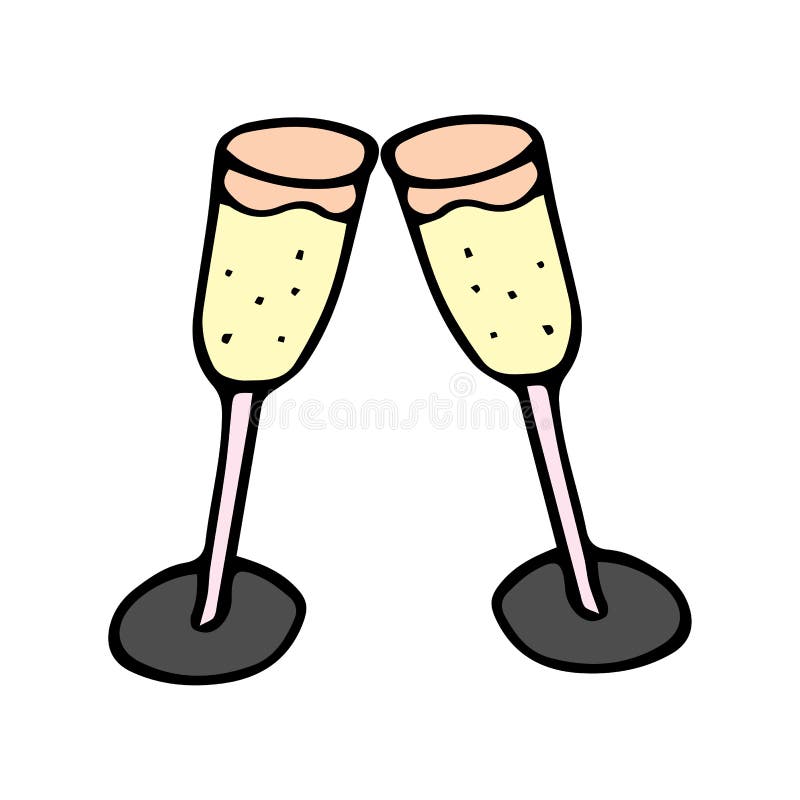 Pair Of Champagne Glasses Holiday Toast Stock Illustration