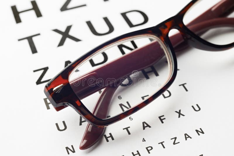 Pair of Glasses on Opticians Sight Chart Stock Photo Image of