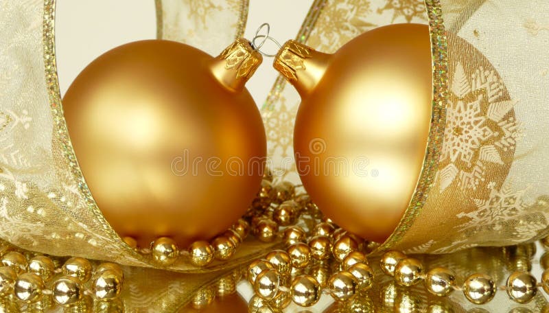 Pair Gold Christmas Ornaments