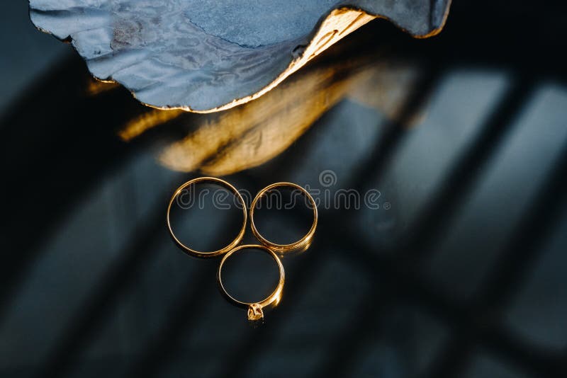 A Pair of Gold Wedding Rings.Two Wedding Rings Stock Image Image of