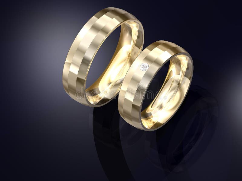 Pair of golden wedding rings design