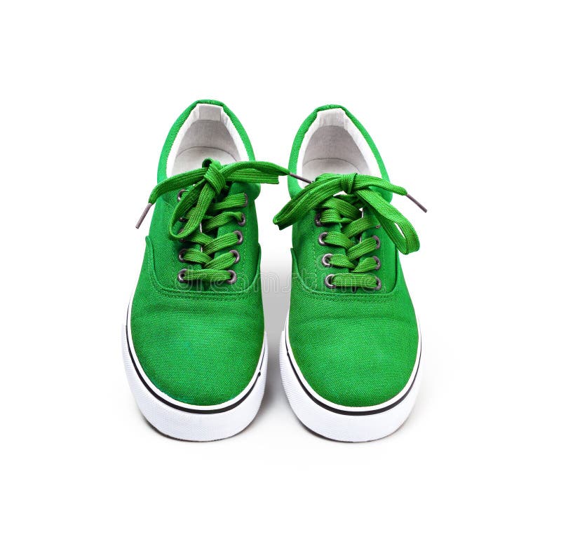A Pair of Green Canvas Shoes Isolated on White Stock Photo - Image of ...