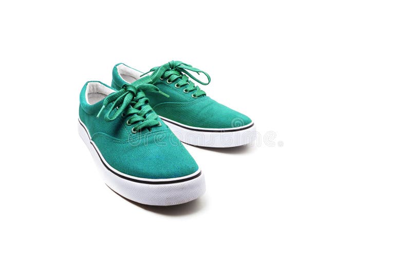 A Pair Of Green Canvas Shoes Isolated On White Stock Photo - Image of ...