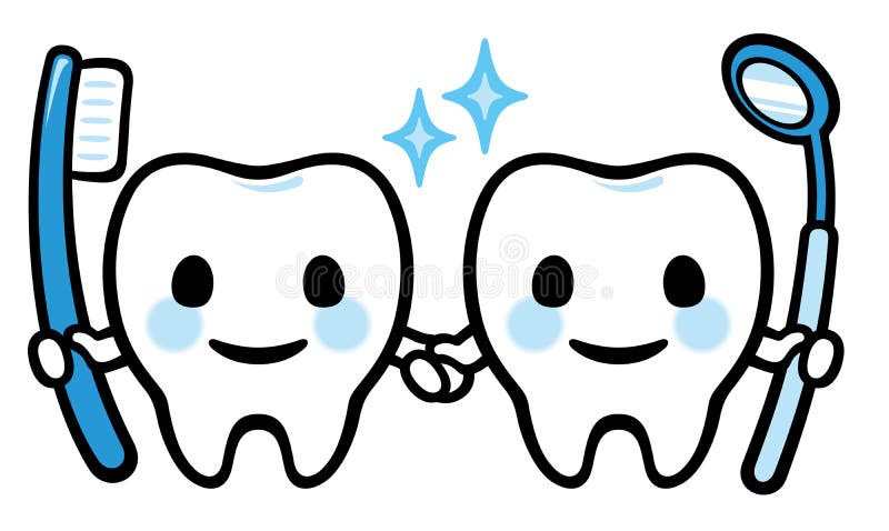 Pair of happy smiling tooth stock illustration