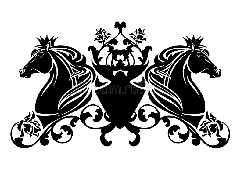 Download King Horses Wearing Crowns And Heraldic Black And White ...