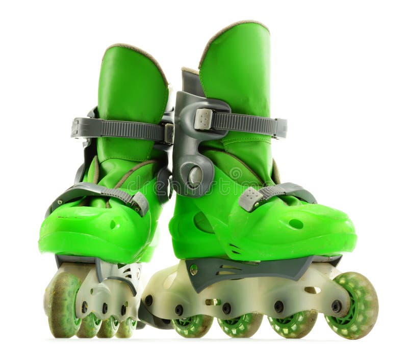 A pair of inline skates on white stock photos A pair of inline skates on white stock photos