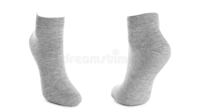 Pair of Light Grey Socks Isolated on White Stock Image - Image of light ...