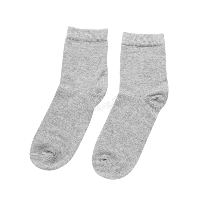 Pair of Light Grey Socks Isolated on White, Top View Stock Image ...