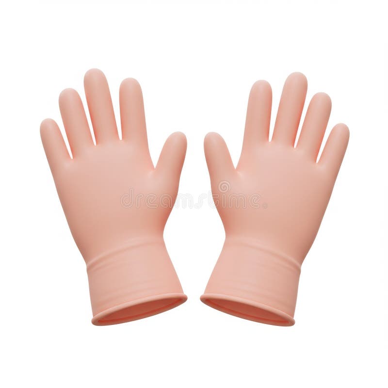 Pair of Light Pink Latex Gloves on White Background royalty free illustration