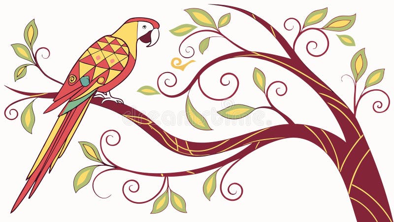 Pair of Macaws Perched on Branch Vector Art, Wildlife, vector design Generative AI vector illustration