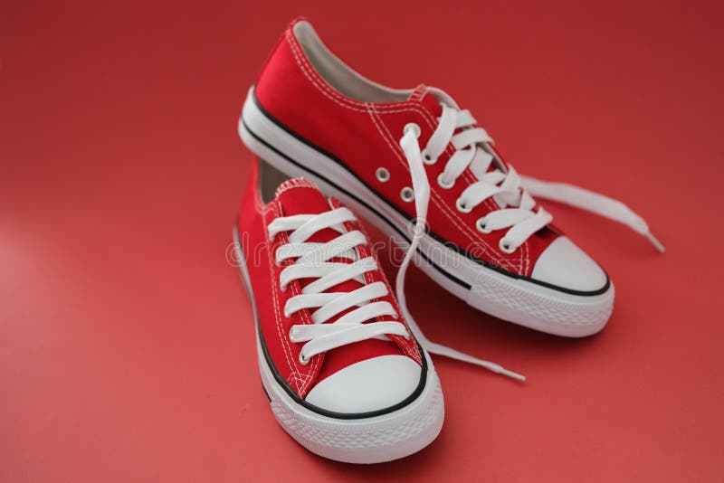 Pair of Modern Stylish Red Sneaker Shoes, White and Red Colours Mix ...
