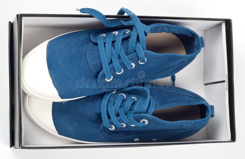 Blue shoe box stock image. Image of cardboard, packaging 131244573