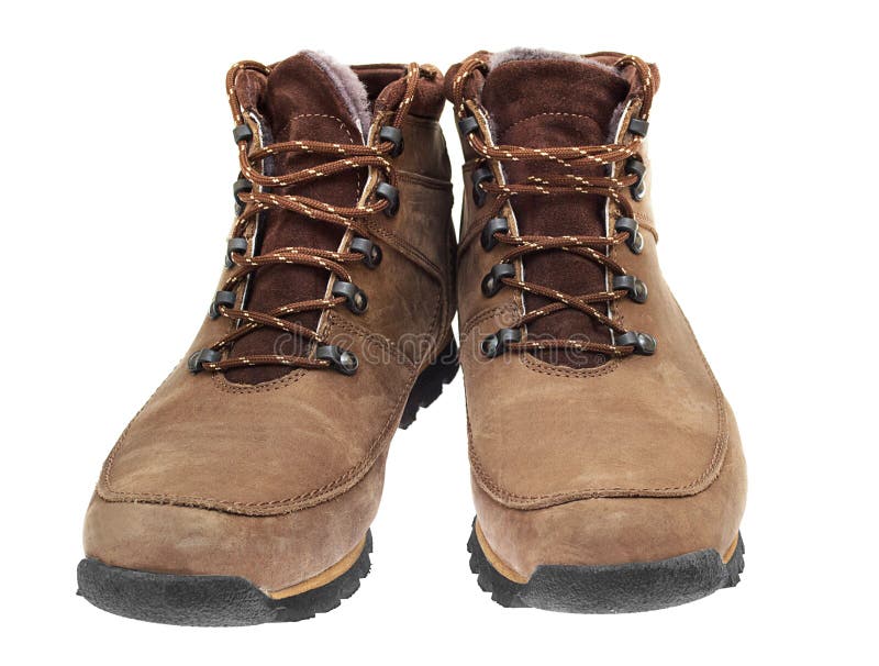 A Pair of New Boots on White Background. Stock Image Image of